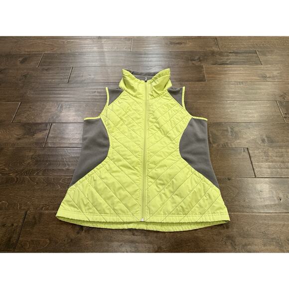 Columbia Womens Yellow Gray Quilted Fleece Fill Zip Vest Jacket Size L AL1007 - Picture 2 of 10